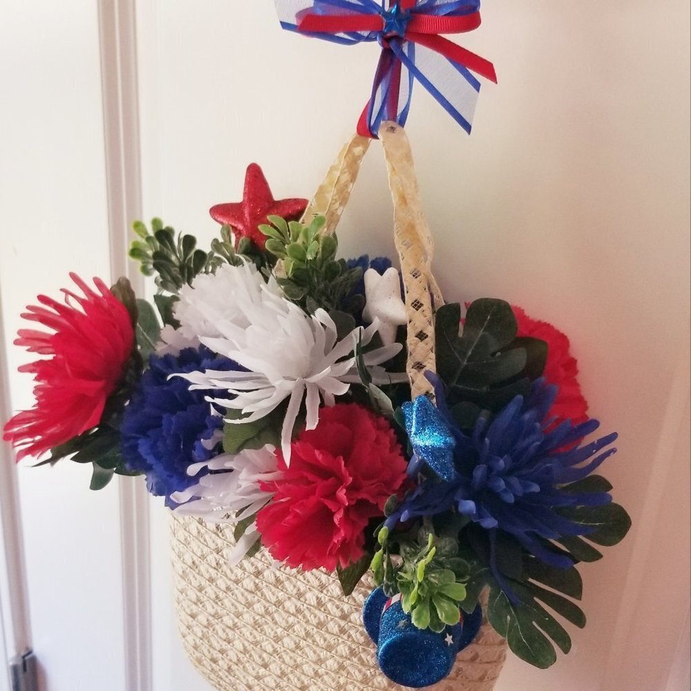 Patriotic Decor Door Hanger Wreath Summer Decor